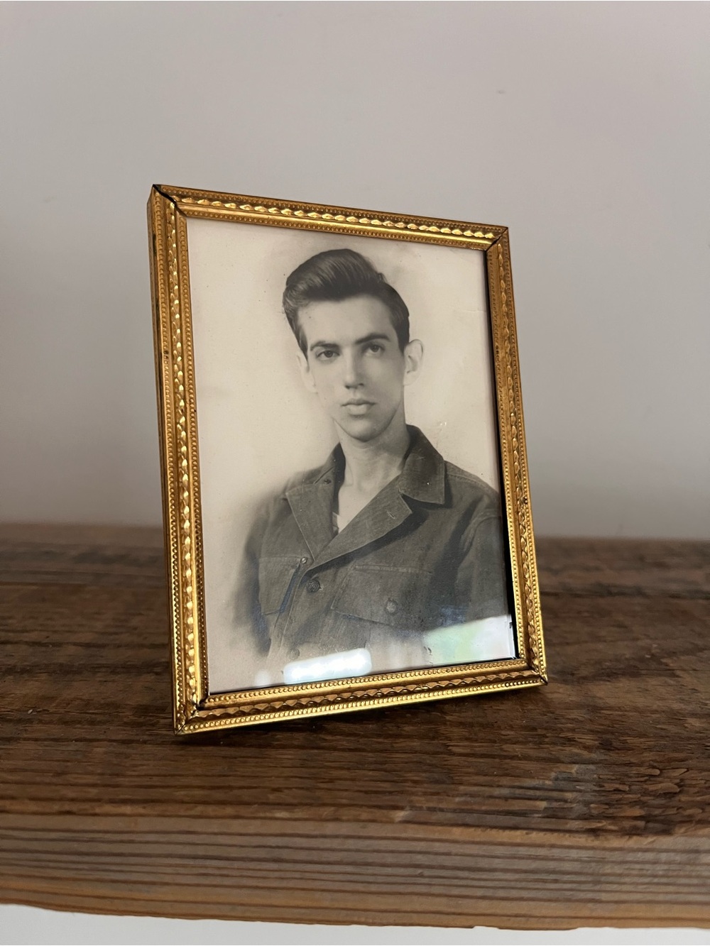 Vintage Brass Picture Frame with original portrait
